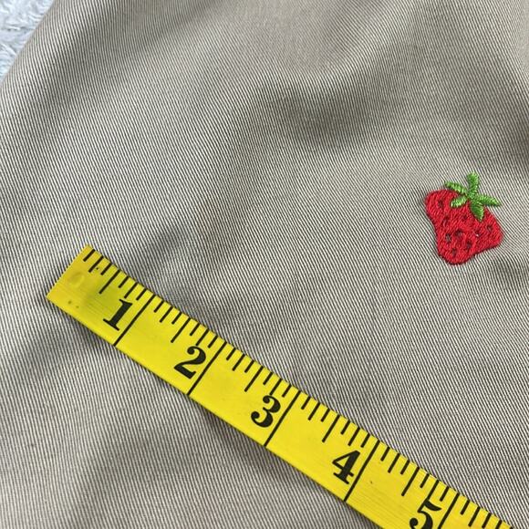 Vintage Unbranded Strawberry Embroidered khaki tan midi skirt, size Large - Picture 7 of 8